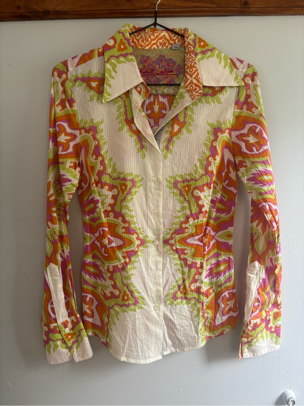 Robert Graham Women's Printed Button-Down Shirt in Pink, Orange & Lime